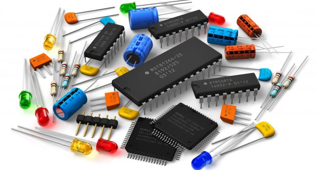 A mixture of electronic components