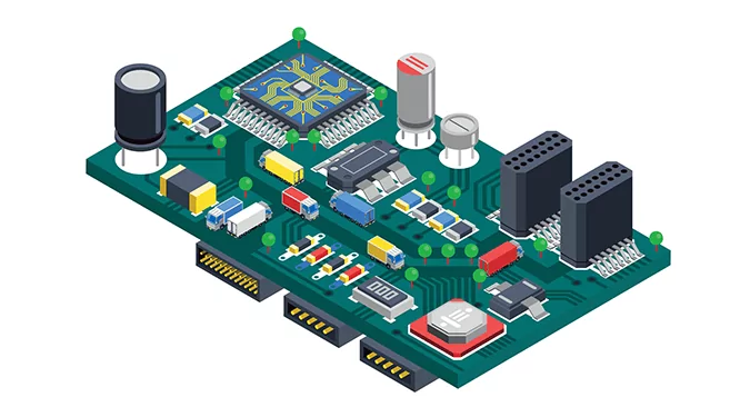 3D Cad image of a PCB Assembly